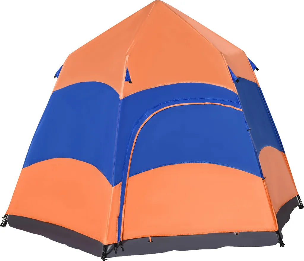 OUTSUNNY Quick-Up-Zelt Doppelwandzelt Outdoor Familienzelt Pop-Up Für 4–6 Personen 4 Jahreszeiten Wasserdicht