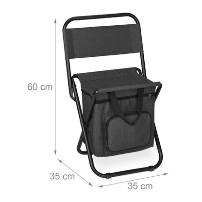  Relaxdays Schwarzer Campinghocker Mit Lehne