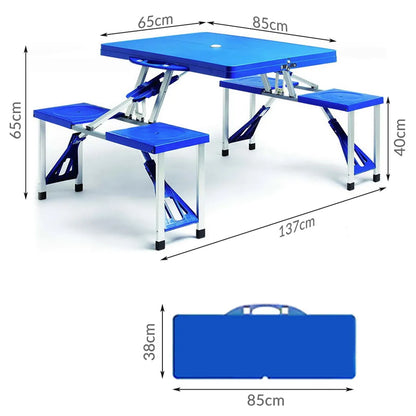 Deuba Alu Campingtisch Mit 4 Stühlen Klappbar Koffertisch Sonnenschirmhalter Tragegriff Campingmöbel Set