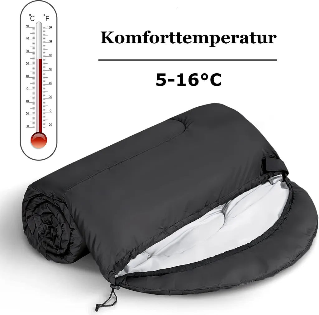  Hikemeister® Mumien Schlafsack Deckenschlafsack Mit Kopfteil 220 X 75 Cm 950 G - Farbe: Schwarz