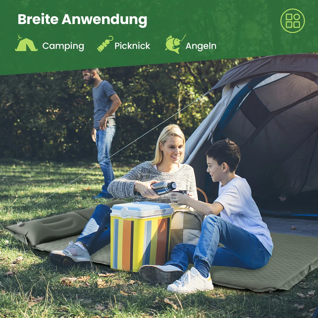  COSTWAY Camping Isomatte Selbstaufblasend, 2 Personen Campingmatte Mit Kissen, Ultraleicht, Wasserdicht, Luftmatratze Camping Matratze Schlafmatte Für Camping, Wandern, Strand, Reisen