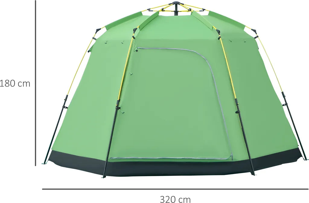  Outsunny Camping Zelt 6 Personen Zelt Familienzelt Kuppelzelt PU2000mm Einfache Einrichtung Für Familien Trekking Festival Stahl Glasfaser Grün 320 X 320 X 180 Cm