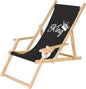  Holz-Liegestuhl Klappbar Klappliegestuhl Mit Armlehne Und Getränkehalter Strandstuhl Motiv Schwarz King [119]