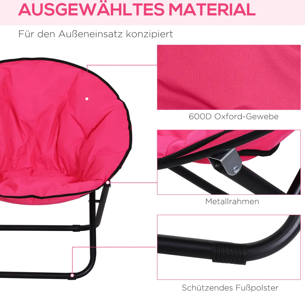  Outsunny Klappstuhl Klappsessel Campingstuhl Gartenstuhl Polstersessel Lounge Sessel Faltbar Metall + Oxfordstoff Pink 80 X 80 X 75 Cm