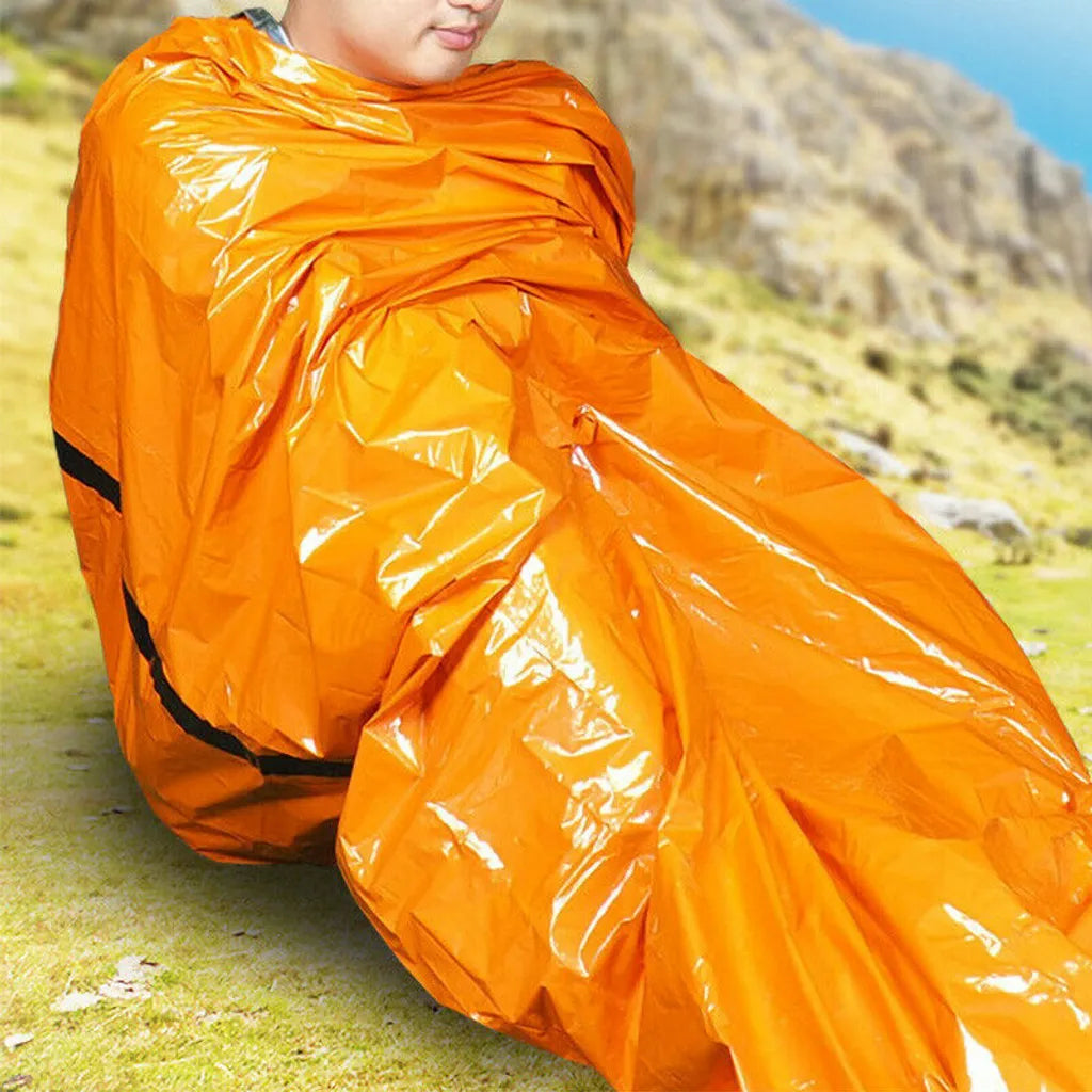  PE Outdoor Notfall Thermischer Wasserdichter Schlafsack Camping Survival E Aufbewahrungstasche (1 Set)