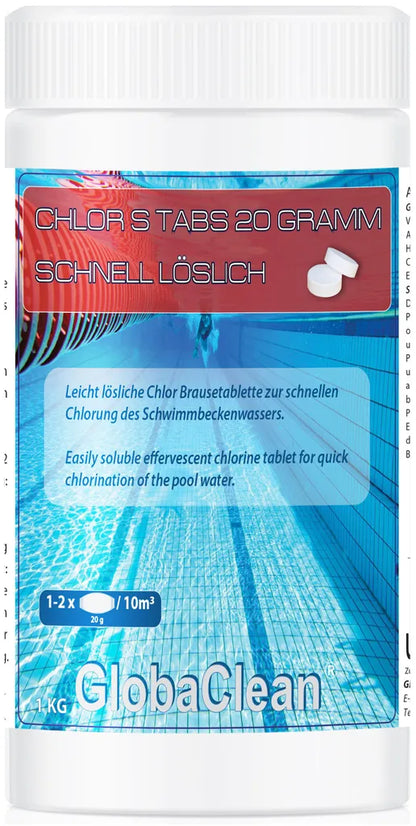  1 Kg Schnell-Chlortabs 20g - Für Pool & Schwimmbad - Schnell Löslich