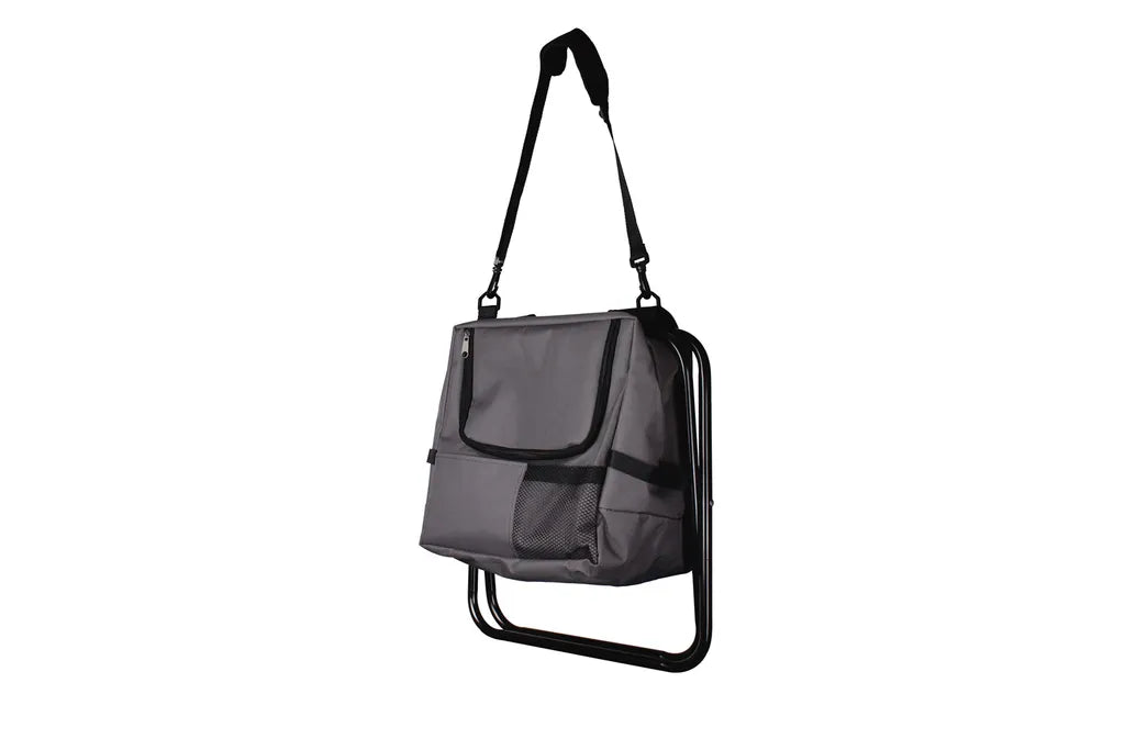  LEX MC2512 Falterbarer Anglersitz Campingstuhl Kühltasche Schwarz Anthrazit 29x42x36cm