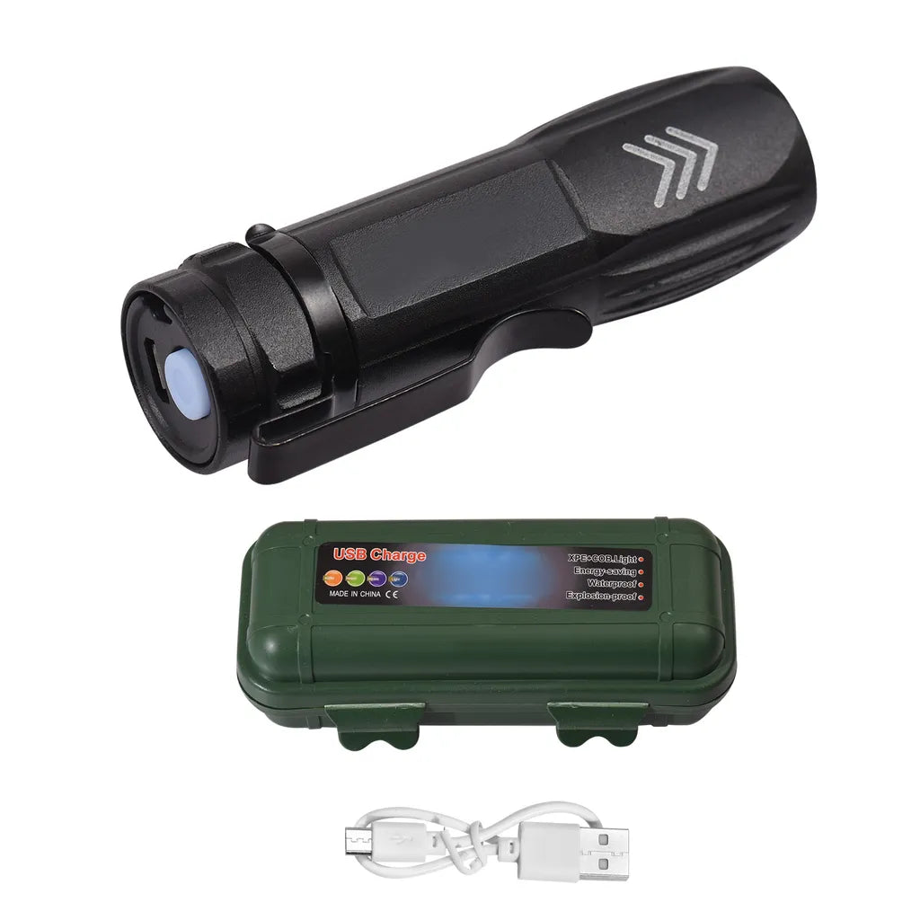  Wiederaufladbare USB-Taschenlampen LED-Taschenlampen Zoombare Helle Taschenlampe COB-Seitenlicht-Taschenlampe 3 Modi Fuer Outdoor-Camping-Notfall-Autoreparatur