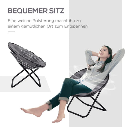  Outsunny Klappstuhl Klappsessel Campingstuhl Gartenstuhl Polstersessel Lounge Sessel Faltbar Metall + Oxfordstoff Grau 80 X 80 X 75 Cm