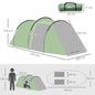  Outsunny Zelt Für 3-4 Personen 190T Tunnelzelt Campingzelt Mit Heringen Glasfaser Polyester Dunkelgrün 426 X 206 X 154 Cm