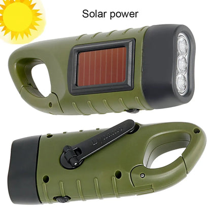  Handkurbel Solar Dynamo Taschenlampe Licht Outdoor Reise Notfall LED Taschenlampe, Schwarz