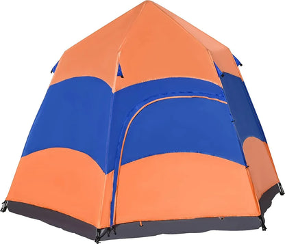 OUTSUNNY Quick-Up-Zelt Doppelwandzelt Outdoor Familienzelt Pop-Up Für 4–6 Personen 4 Jahreszeiten Wasserdicht