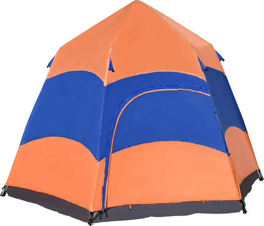 OUTSUNNY Quick-Up-Zelt Doppelwandzelt Outdoor Familienzelt Pop-Up Für 4–6 Personen 4 Jahreszeiten Wasserdicht