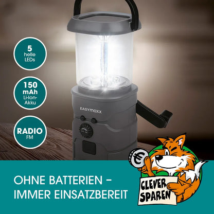 EASYmaxx Akku-Lampe Mit Radio - Lädt über Solar, Kurbel Und USB