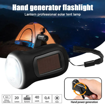  2x Solar LED Taschenlampe Wiederaufladbare Handkurbel Dynamo Camping Notfalllampe
