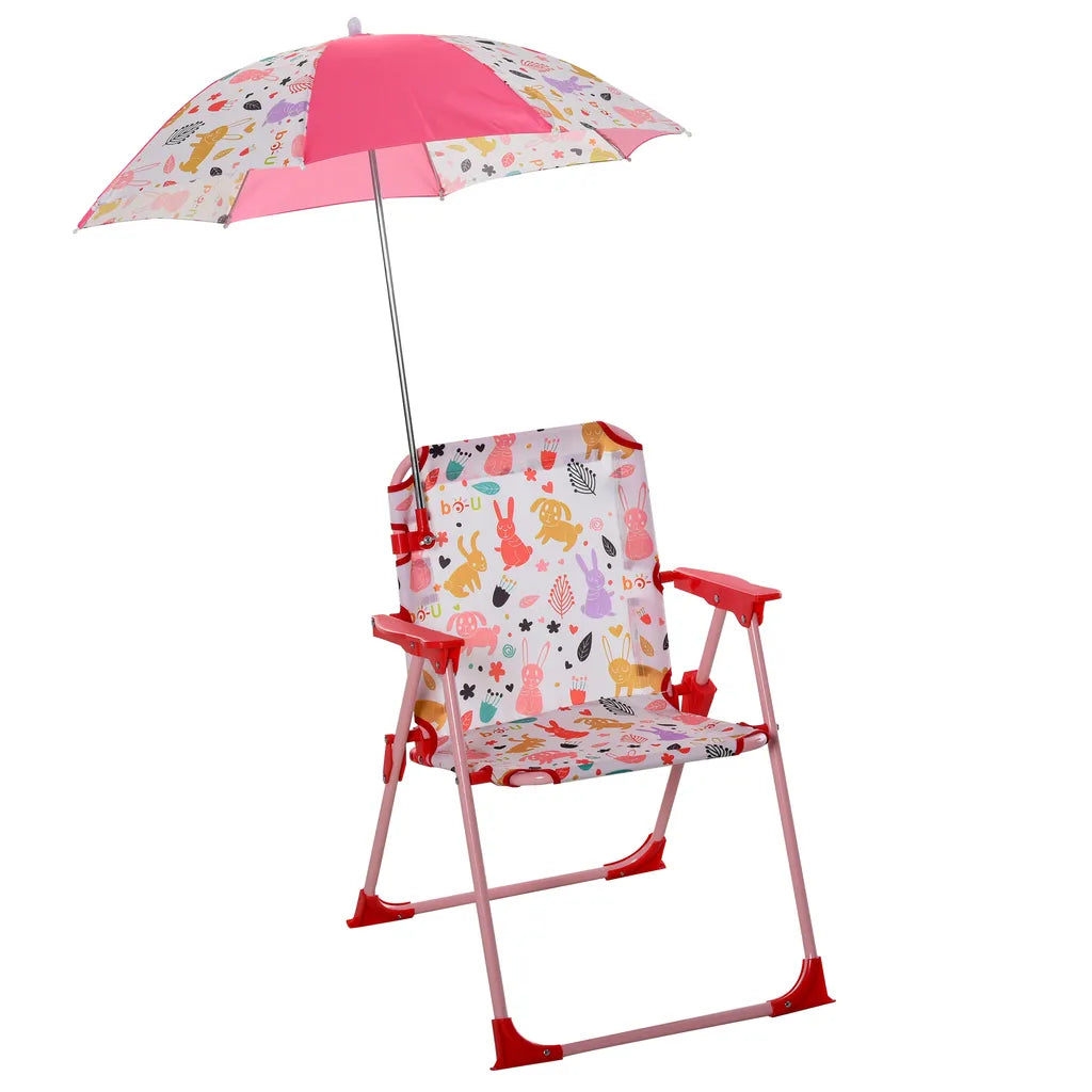  Outsunny Kinder-Campingstuhl Mit Sonnenschirm Kinder-Strandstuhl Klappstuhl Für 1-3 Jahre Leichte Gewicht Metall Rot 39 X 39 X 52cm