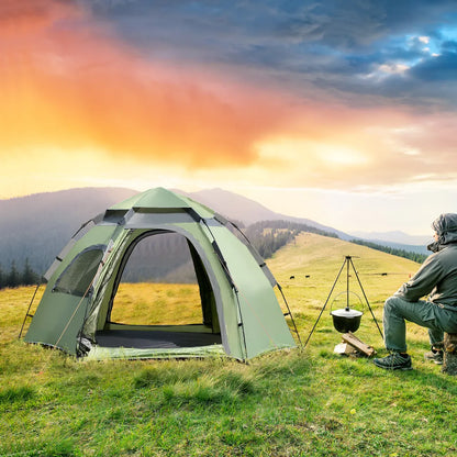 Pro-Tec Campingzelt Nybro Für 2-3 Personen Kuppelzelt 240 X 205 X 140 Cm Sekundenzelt Sofortzelt Festivalzelt Camping Automatik Zelt Wasserdicht Grün