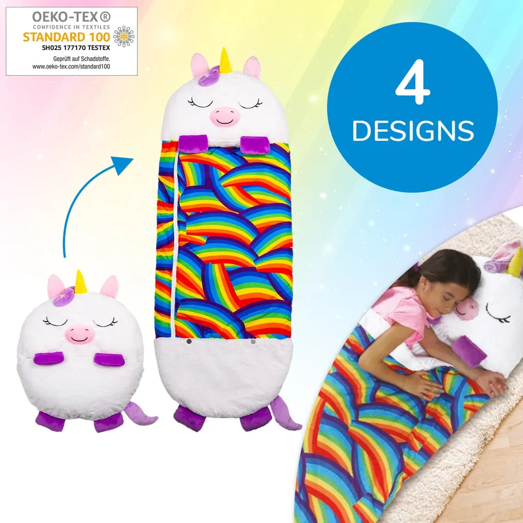  Happy Nappers Hai Grau | Medium 3-6 Jahre | Spielen - Kuscheln- Schlafen | Flauschiger Kinderschlafsack | 4 Motive | 2 In 1 Kuscheltierschlafsack & Kissen Für Mädchen Und Jungen