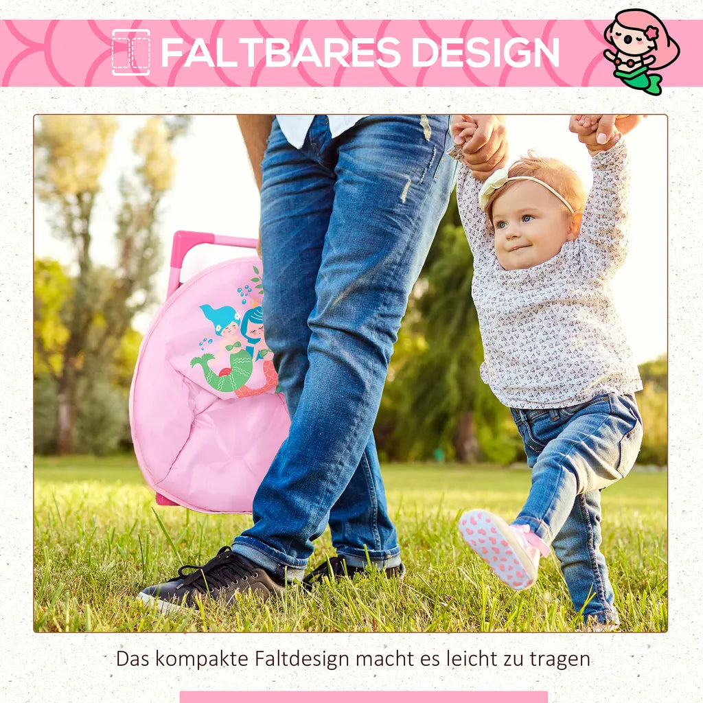  HOMCOM Moonchair Campingstühle Kinder Mondstuhl Faltbar Kinder-Klappsessel Klappbar In-& Outdoor Leicht Zu Tragen Für Kleinkind Mädchen Junge Stahl Rosa Ø50 X 49H Cm