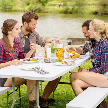  Tectake Camping Klapptisch 183x76x74cm - Weiß