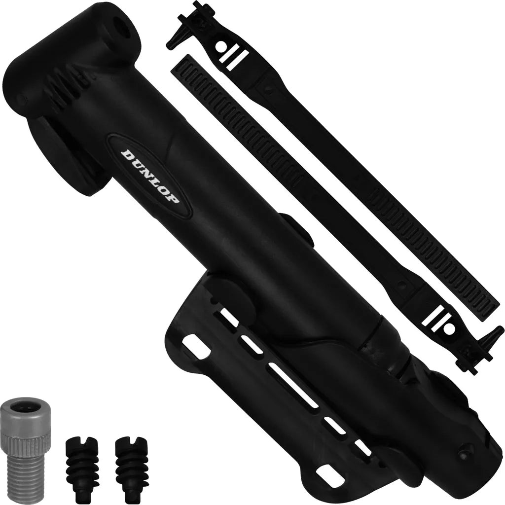  Dunlop Mini Fahrradluftpumpe Schwarz Inkl. Adapter Luftpumpe Minipumpe Fahrrad Pumpe Ballpumpe Miniluftpumpe