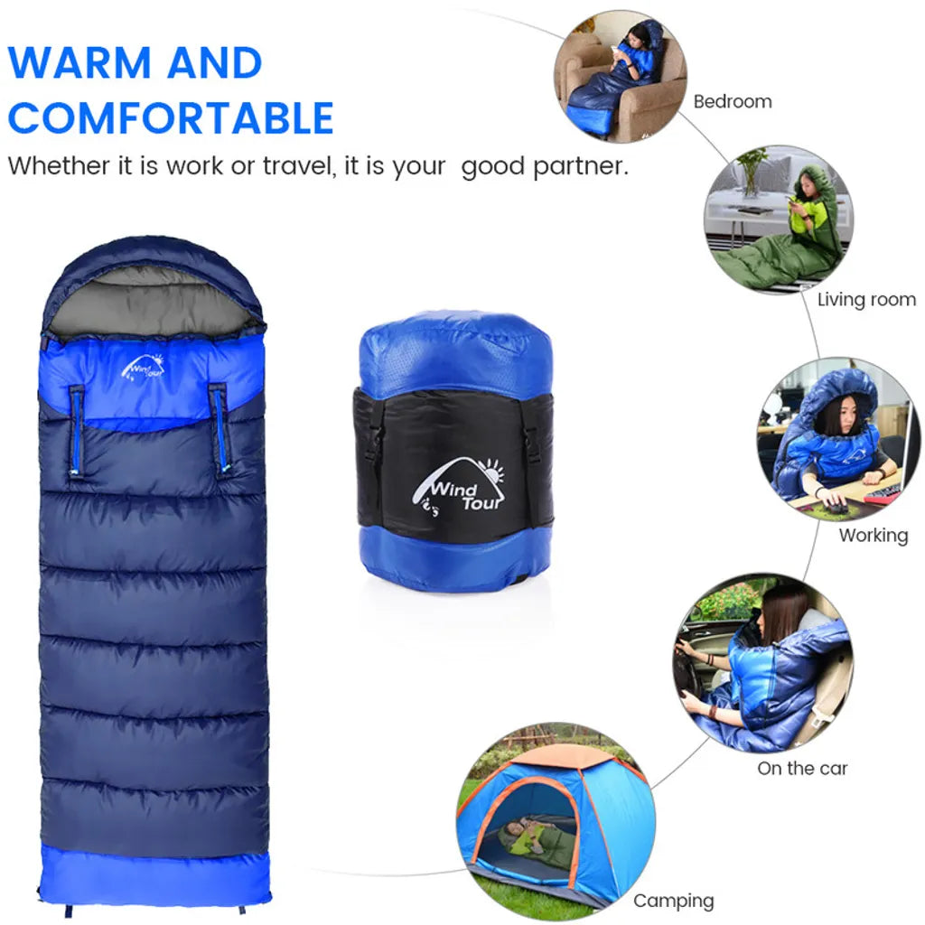  Links Schlafsäcke - Zum Zusammenzippen, Um Einen Riesigen Doppelschlafsack Zu Bilden - Camping, Wandern, Outdoor Blau