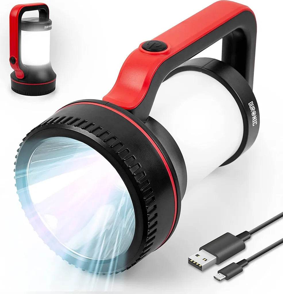  Duronic RL74 Taschenlampe | Mit Laterne Im Gehäuse | LED Mit 320 Lumen | 10.000 MAh Wiederaufladbarer Strahler Mit Drei Leuchtmodi | Für Camping Und Stromausfall | Helle Outdoor Lampe | Mit Handgriff