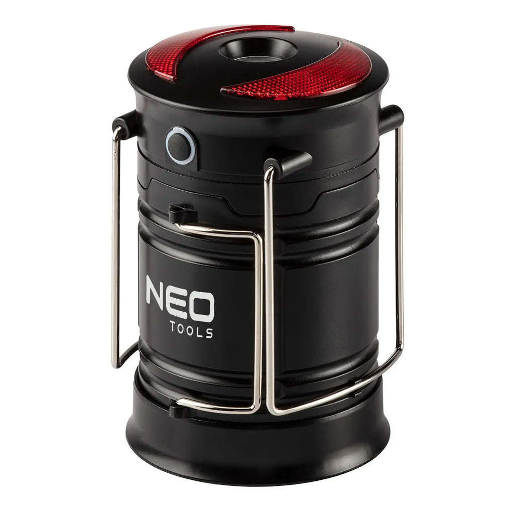  NEO TOOLS 3 In 1 Batterie Camping-lampe, Taschenlampe, Warnlicht, 3W, 200 Lumen, COB-LED, 3xAA-Netzteil (nicht Enthalten), 2 Griffe Zum Tragen Und Aufhängen, Schiebekonstruktion, Magnete Im Sockel