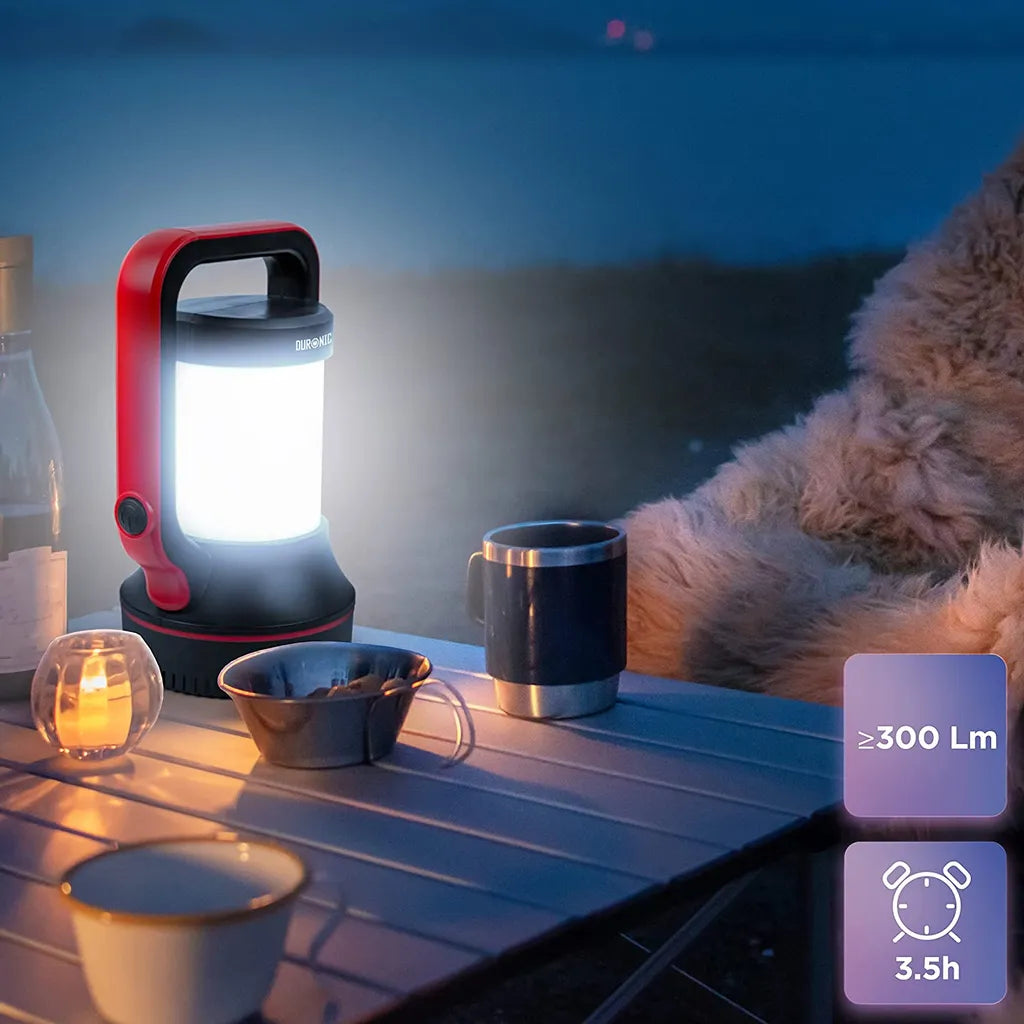  Duronic RL74 Taschenlampe | Mit Laterne Im Gehäuse | LED Mit 320 Lumen | 10.000 MAh Wiederaufladbarer Strahler Mit Drei Leuchtmodi | Für Camping Und Stromausfall | Helle Outdoor Lampe | Mit Handgriff