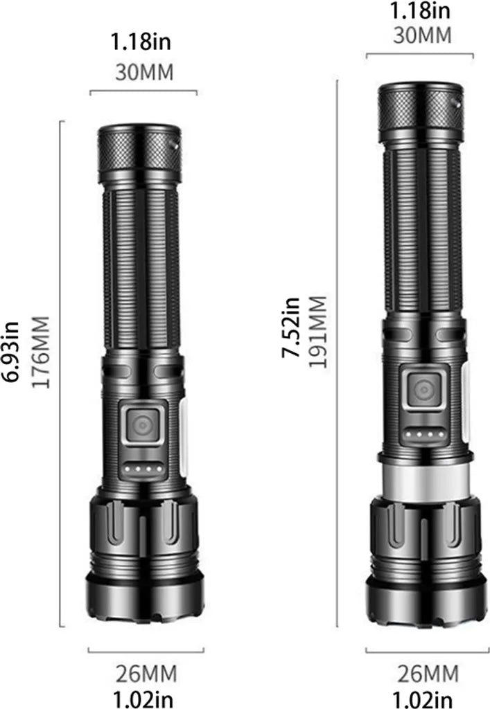  Taschenlampe LED 500 Meter Leuchtweite Militär Taktische USB Wiederaufladbar Wasserdichte Camping Taschenlampe, Notlicht