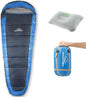 MOUNTREX® Schlafsack – Ultraleicht & Kompakt (850g) - Outdoor Sommerschlafsack - Mumienschlafsack (205x75cm) - Kleines Packmaß Und Leicht - Jugendliche Und Erwachsene + Bonus Reisekissen (Blau)