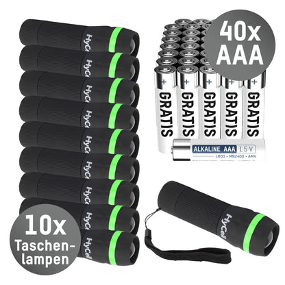 Ansmann Hycell Mini LED Taschenlampe Zoombar Und Fokussierbar Inkl. AAA Batterien + 40 AAA Batterien Gratis