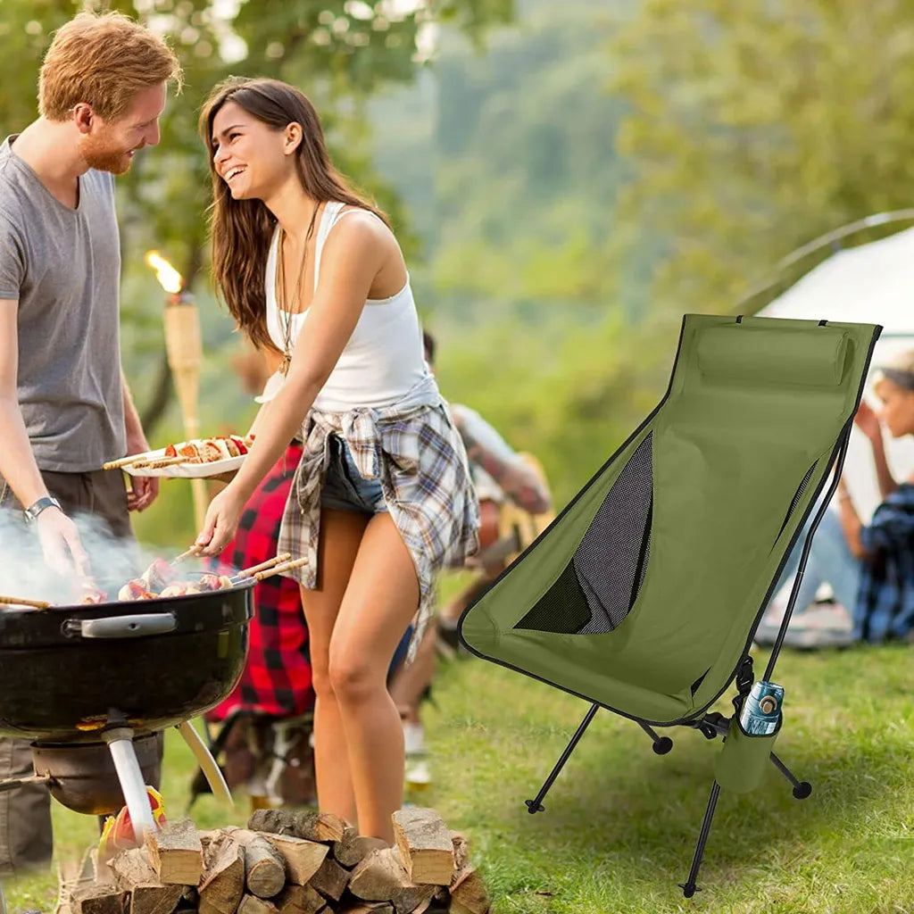  Faltbar Campingstuhl Mit Langer Rückenlehne Und Tragetasche Für Outdoor, Angeln, Wandern, Picknick