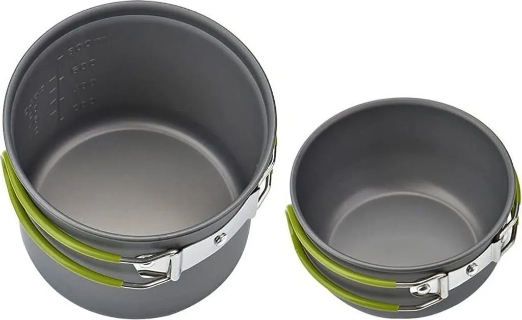  Camping Kochgeschirr Set, Tragbar Rucksackreisen Outdoor Wandern Camping Mini Gaskocher Topf