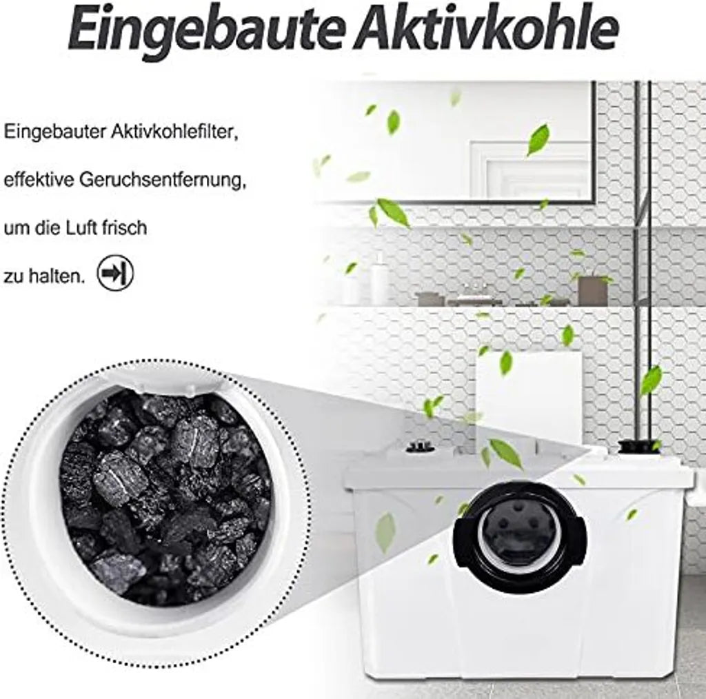  TRMLBE Hebeanlage Fäkalienpumpe 700W Schmutzwasserpumpen Wasserpumpen Mit Kohlefilter Für WC Dusche Waschtisch Haushaltspumpe