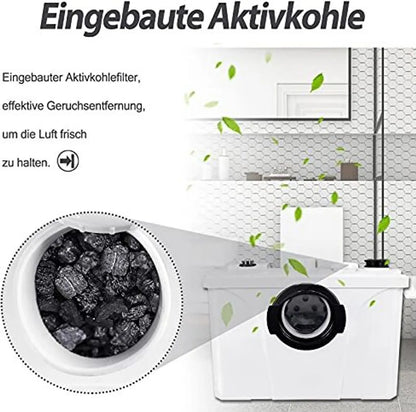  TRMLBE Hebeanlage Fäkalienpumpe 700W Schmutzwasserpumpen Wasserpumpen Mit Kohlefilter Für WC Dusche Waschtisch Haushaltspumpe