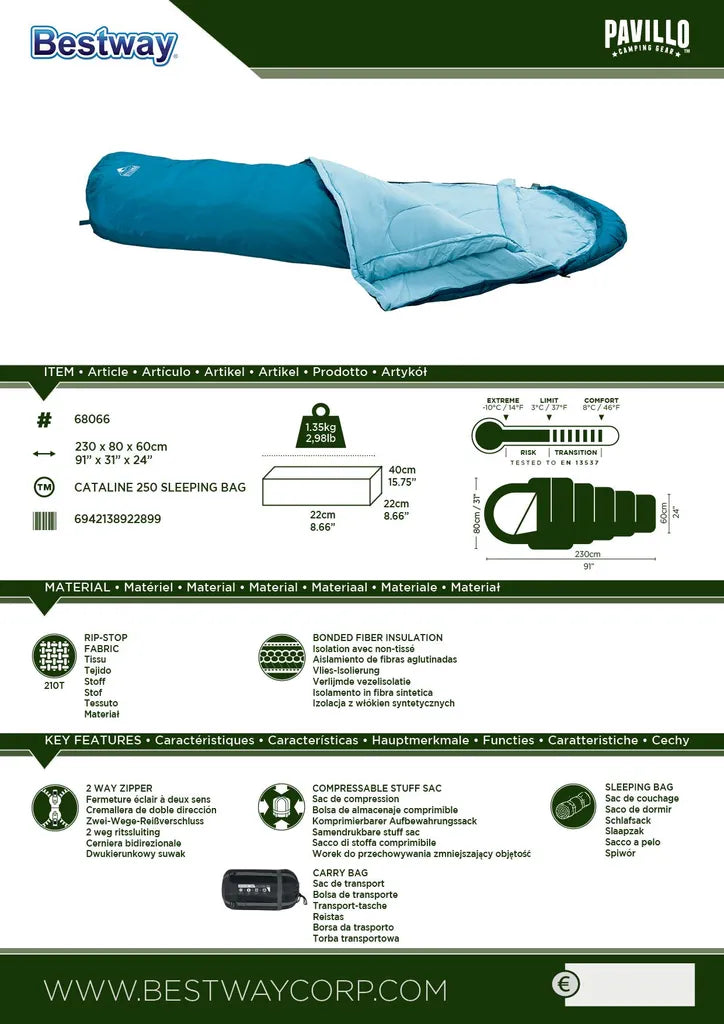  Bestway Pavillo Schlafsack "Cataline 250", 230 X 80 X 60 Cm, 68066