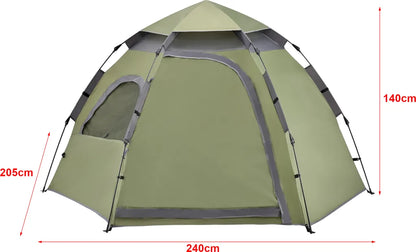 Pro-Tec Campingzelt Nybro Für 2-3 Personen Kuppelzelt 240 X 205 X 140 Cm Sekundenzelt Sofortzelt Festivalzelt Camping Automatik Zelt Wasserdicht Grün