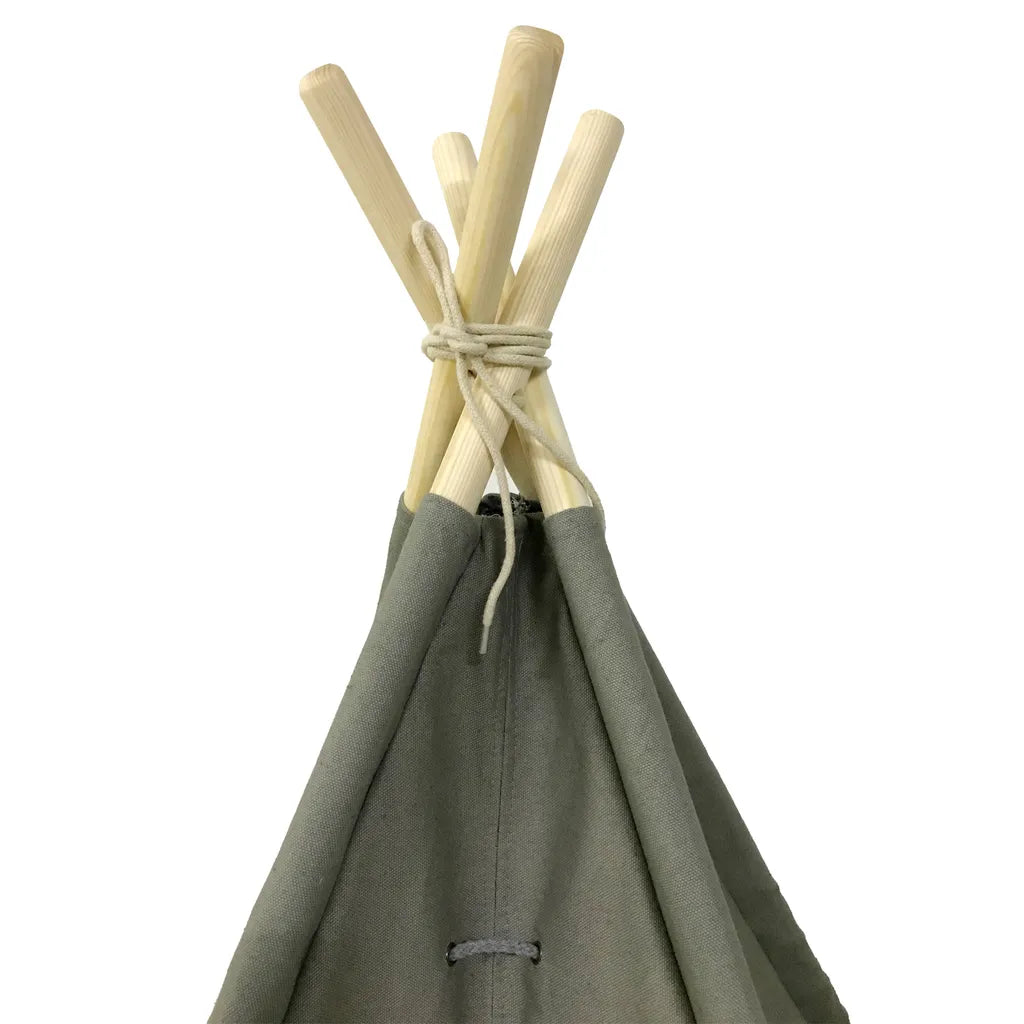  SUNNY Alba Tipizelt Für Kinder In Grau | Indienner / Tipi / Wigwam Zelt Mit Boden Für Kinderzimmer | Spielzelt Aus Baumwolle 120x120 Cm