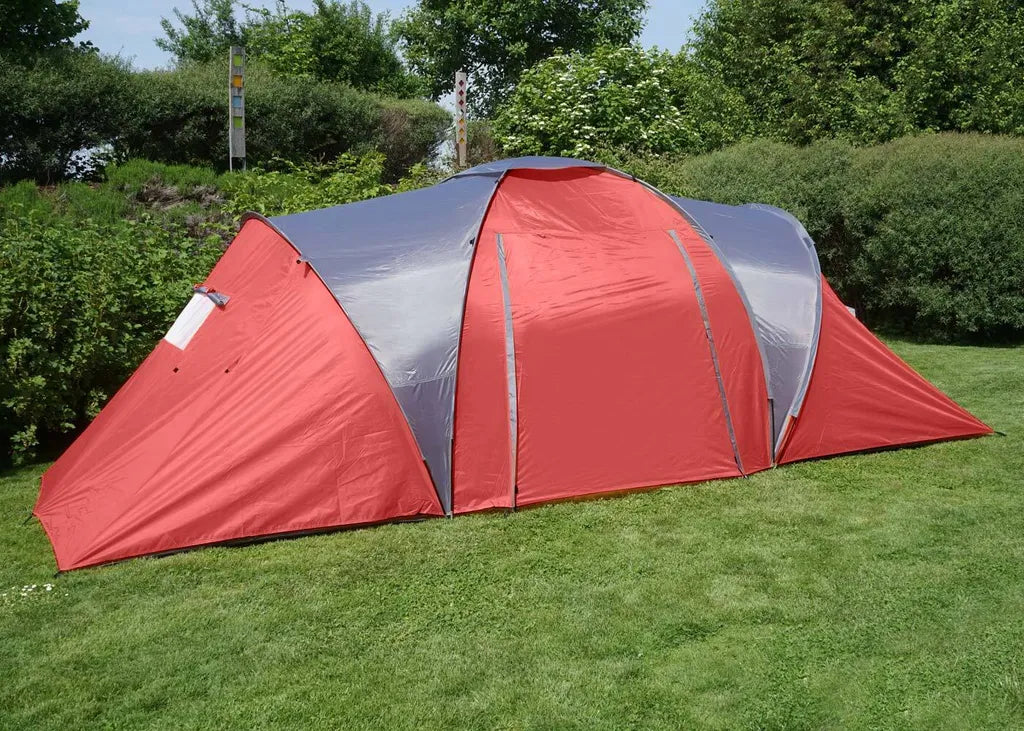  Campingzelt Laagri, 4-Mann Zelt Kuppelzelt Igluzelt Festival-Zelt, 4 Personen Rot