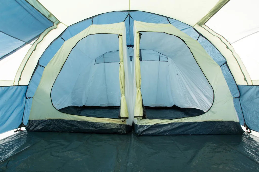  CampFeuer Zelt Multi Für 4 Personen | Blau/Sand | Tunnelzelt 5000 Mm Wassersäule