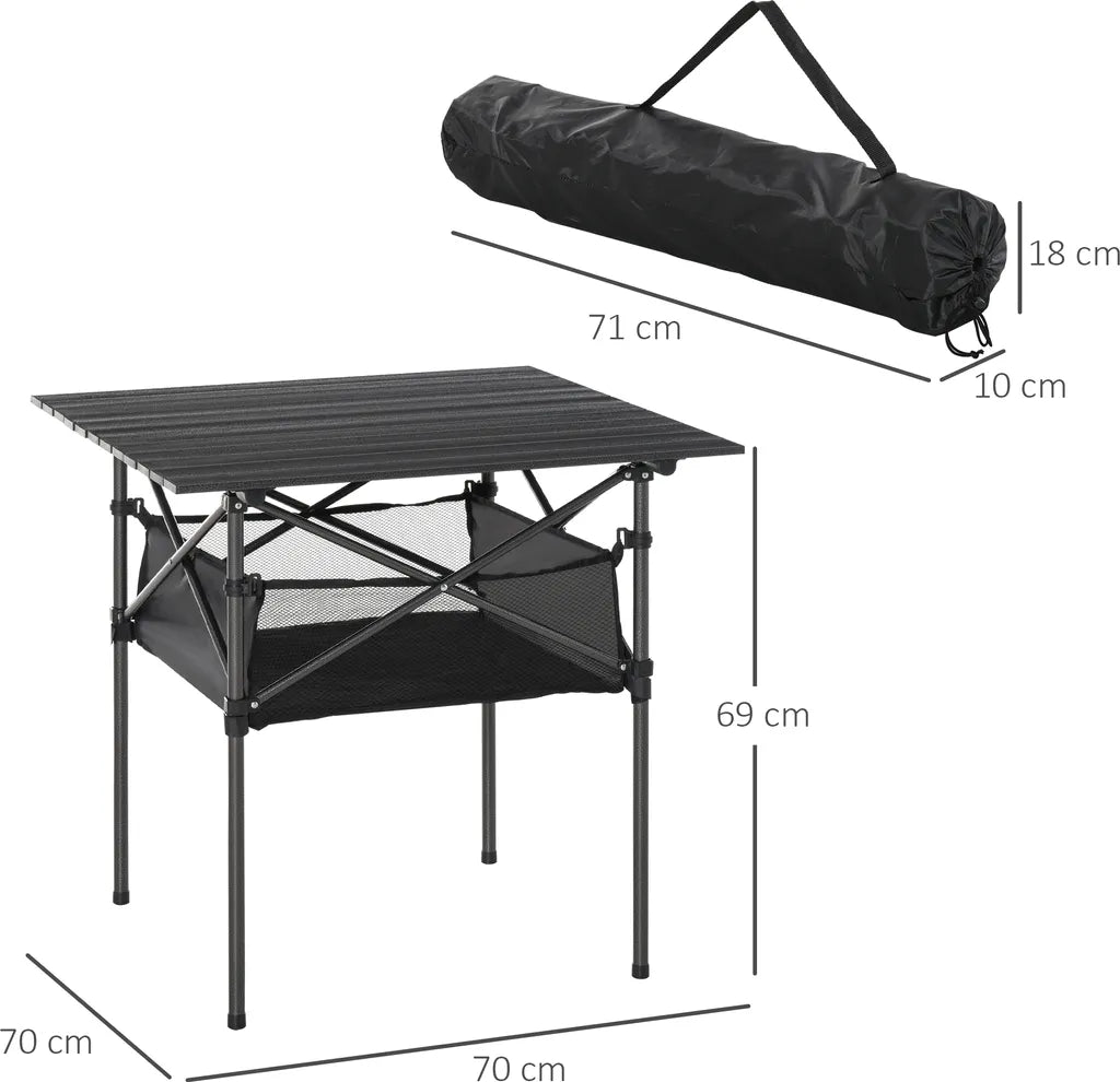  Outsunny Campingtisch Aus Aluminium Faltbar Klapptisch Falttisch Mit Netztasche Tragbarer Picknicktisch Für Camping Garten Party Picknick Balkon Schwarz 70 X 70 X 69 Cm