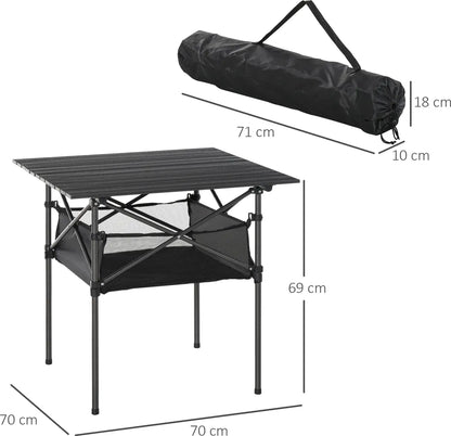  Outsunny Campingtisch Aus Aluminium Faltbar Klapptisch Falttisch Mit Netztasche Tragbarer Picknicktisch Für Camping Garten Party Picknick Balkon Schwarz 70 X 70 X 69 Cm