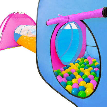  Tectake Spielzelt Mit Tunnel, 200 Bällen Und Tasche - Blau