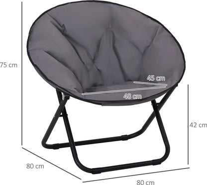  Outsunny Klappstuhl Klappsessel Campingstuhl Gartenstuhl Polstersessel Lounge Sessel Faltbar Metall + Oxfordstoff Grau 80 X 80 X 75 Cm