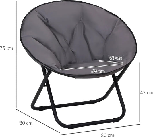  Outsunny Klappstuhl Klappsessel Campingstuhl Gartenstuhl Polstersessel Lounge Sessel Faltbar Metall + Oxfordstoff Grau 80 X 80 X 75 Cm