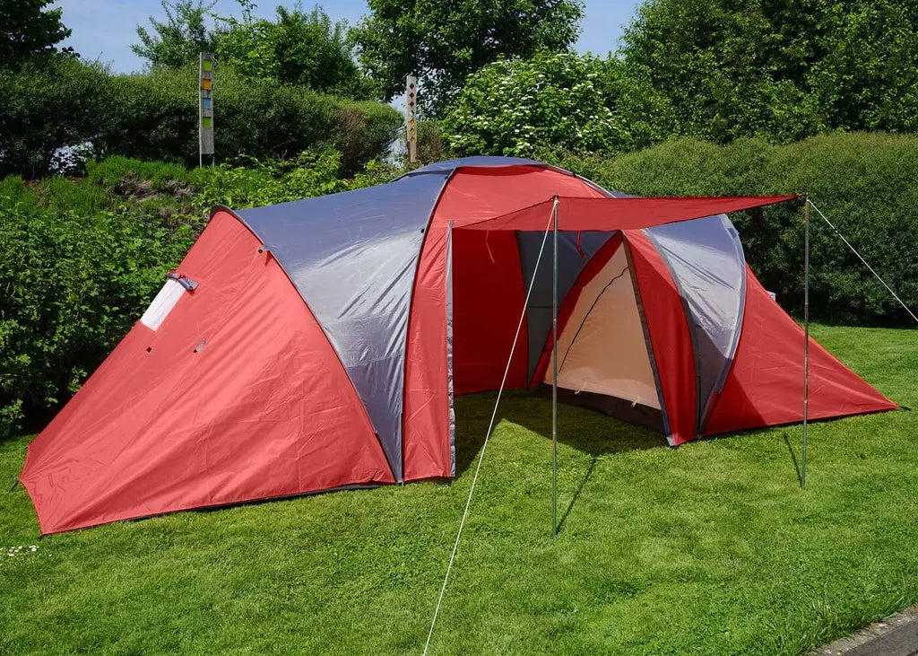  Campingzelt Laagri, 6-Mann Zelt Kuppelzelt Igluzelt Festival-Zelt, 6 Personen Rot