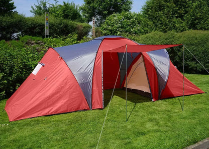  Campingzelt Loksa, 4-Mann Zelt Kuppelzelt Igluzelt Festival-Zelt, 4 Personen Rot