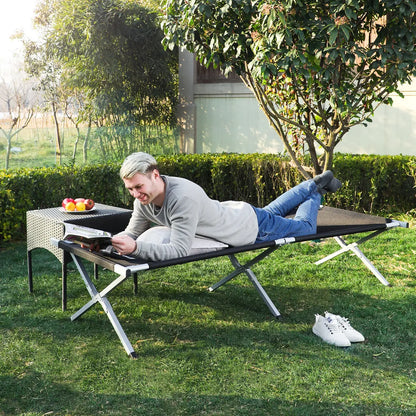  SONGMICS Gartenliege Schwarz Oxford-Gewebe XXXL 210 X 72 X 45 Cm Bis 260 Kg Belastbar Feldbett Stahl Sonnenliege GCB21H