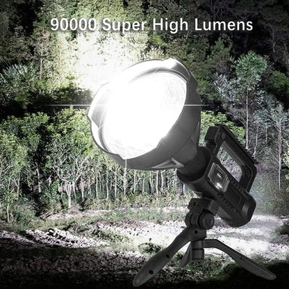  90000 Lumens Wiederaufladbare LED Scheinwerfer Taschenlampe Suchscheinwerfer Mit Stativ & USB-Ausgang